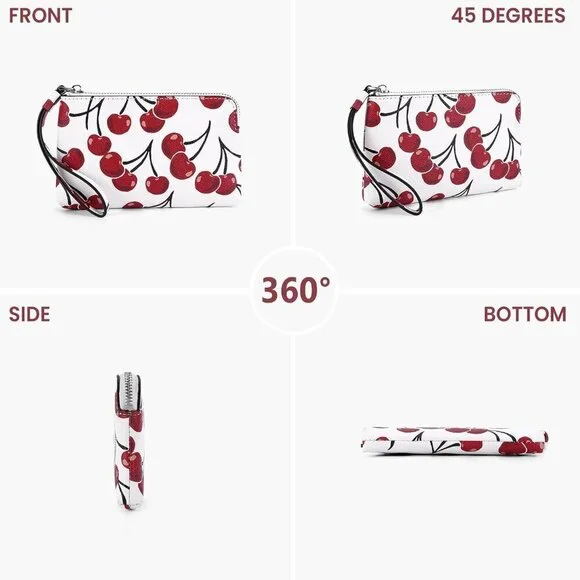 Small Wristlet Purse Women Leather Clutch Evening Party Travel Compact - Picture 2 of 5